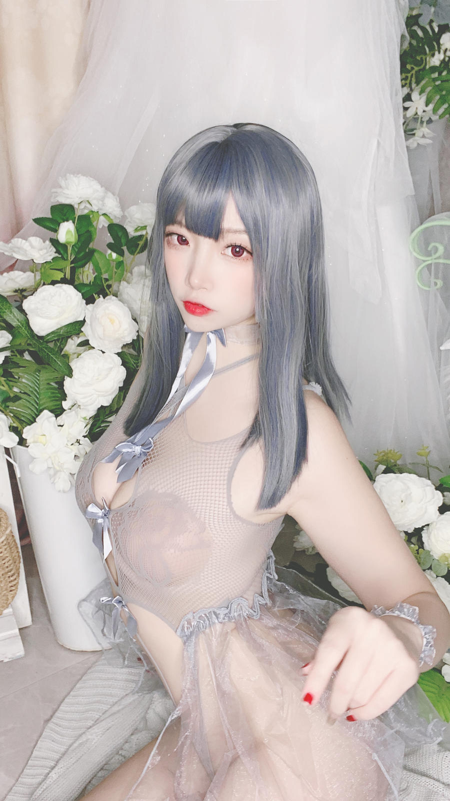 二佐Nisa – 私房自拍蓝色网状比基尼 [38P 128M]插图3