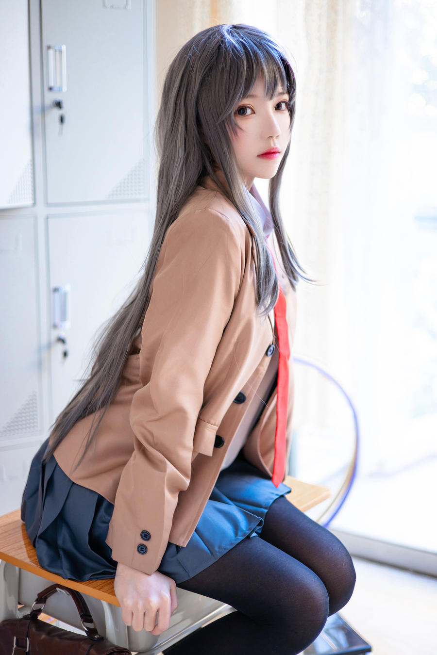 桜桃喵麻衣学姐制服cos套图[桜桃喵新图]插图3