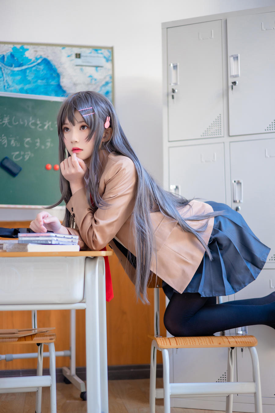 桜桃喵麻衣学姐制服cos套图[桜桃喵新图]插图4