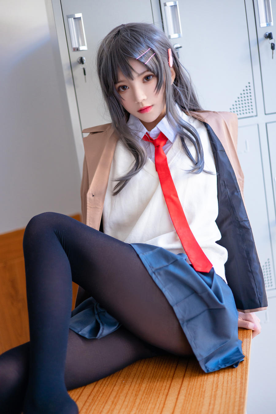 桜桃喵麻衣学姐制服cos套图[桜桃喵新图]插图5
