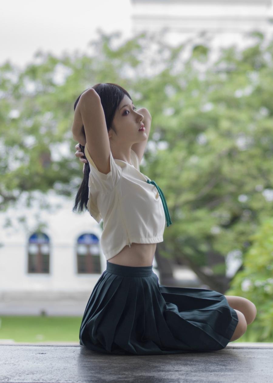 南桃Momoko绿色jk制服写真图集|jk图库中怎可少了绿jk一员插图5