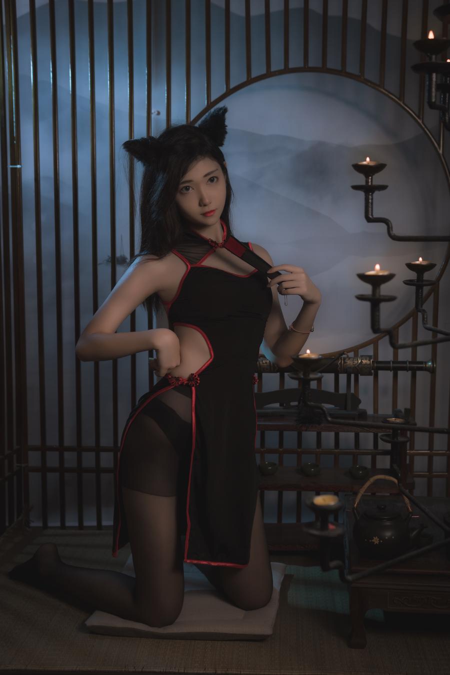 南桃Momoko黑旗袍写真图片包[南桃旗袍美照]插图4