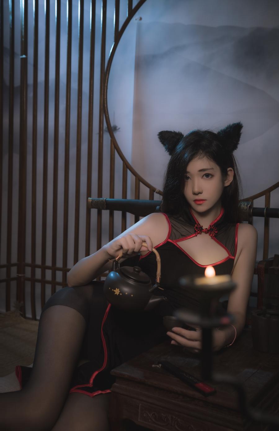 南桃Momoko黑旗袍写真图片包[南桃旗袍美照]插图5