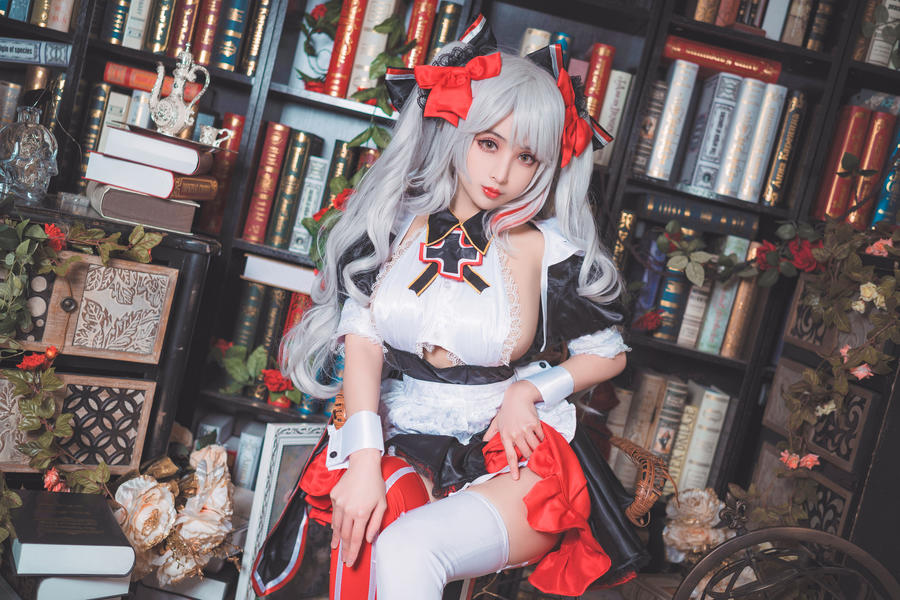 rioko凉凉子欧根女仆cos图包_碧蓝航线欧根亲王cosplay作品插图3