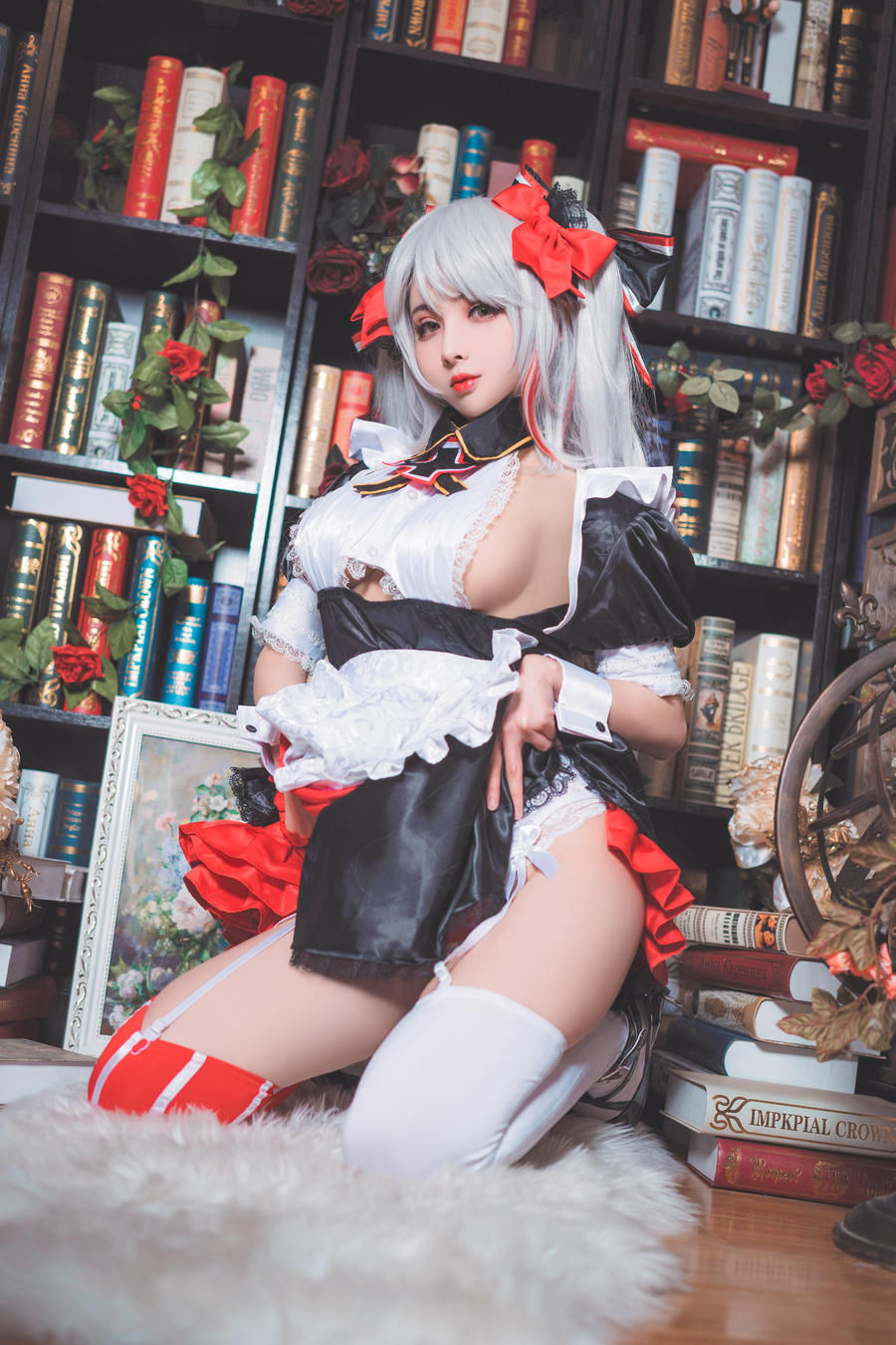 rioko凉凉子欧根女仆cos图包_碧蓝航线欧根亲王cosplay作品插图5