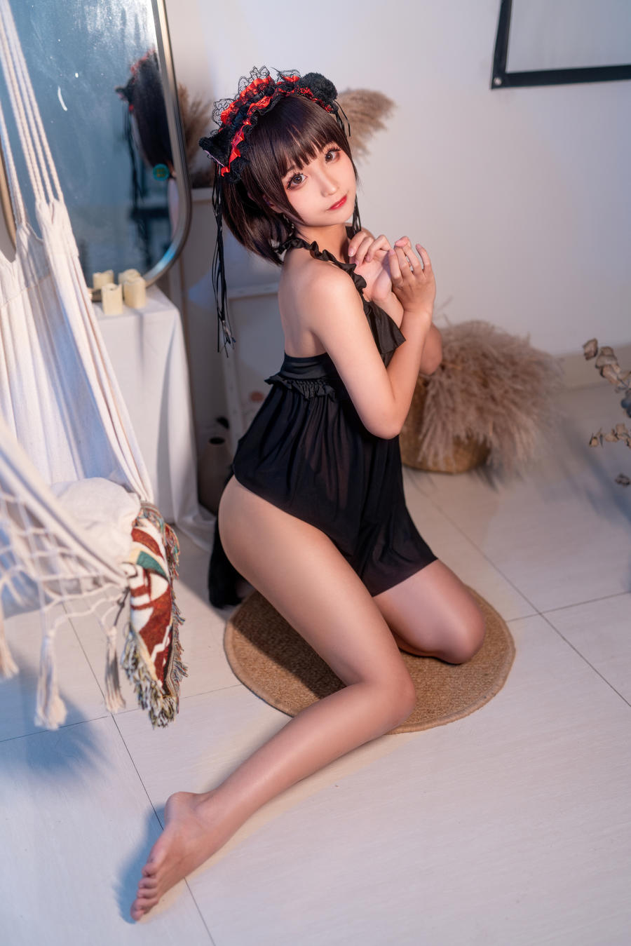 蠢沫沫黑睡裙写真图集下载插图5