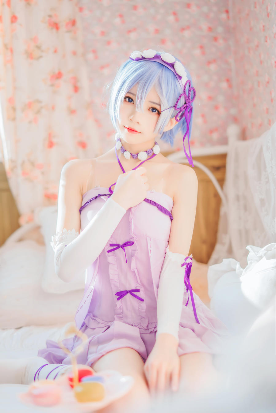 桜桃喵蕾姆小睡裙cos图片[桜桃喵cos蕾姆图集]插图5
